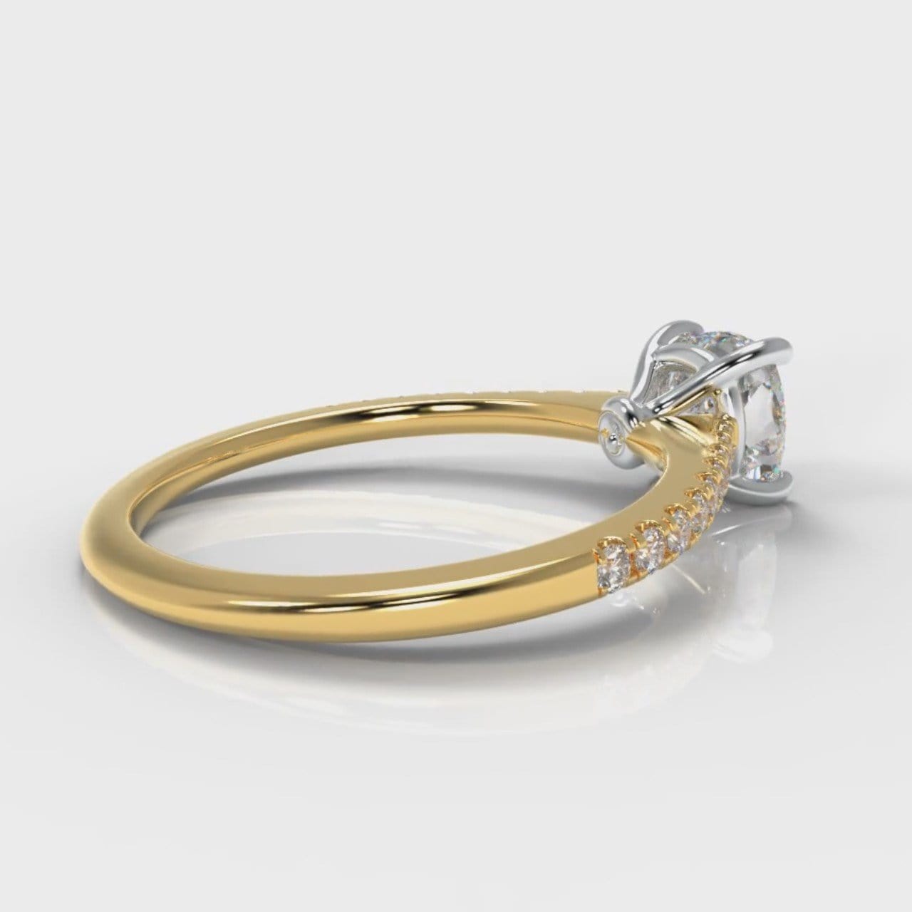 Petite Micropavé Cushion Cut Diamond Engagement Ring - Yellow Gold