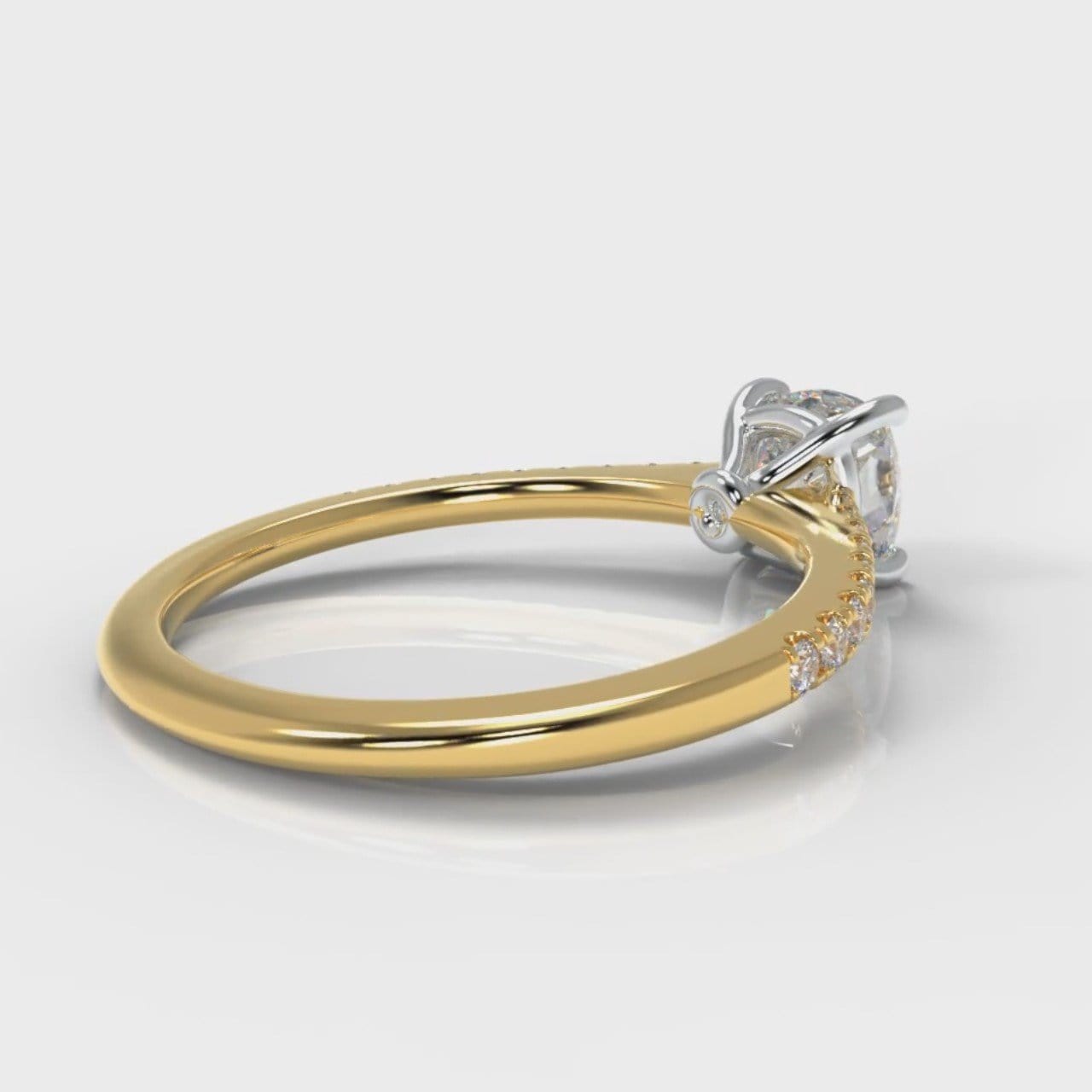 Petite Micropavé Cushion Cut Diamond Engagement Ring - Yellow Gold