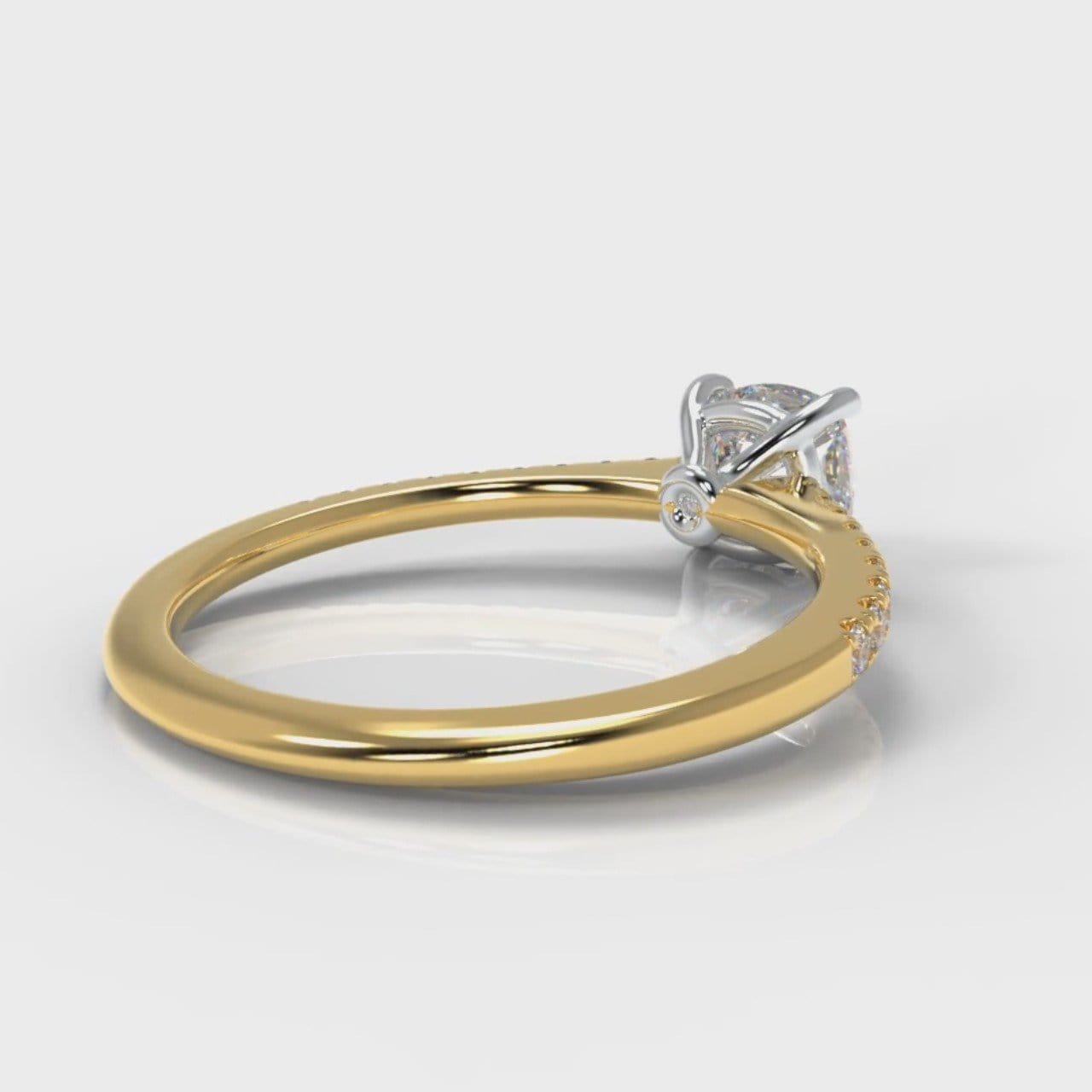 Petite Micropavé Cushion Cut Diamond Engagement Ring - Yellow Gold