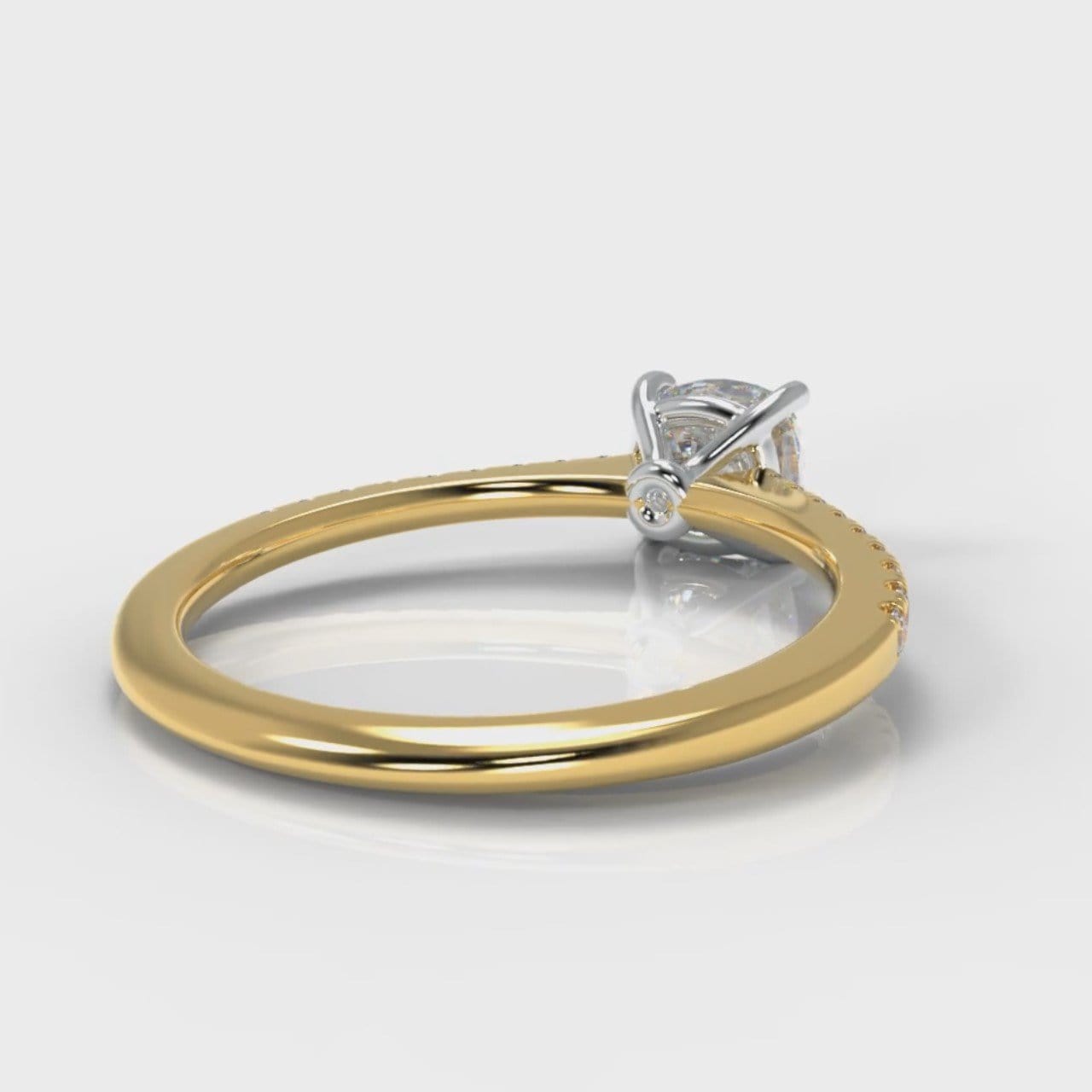 Petite Micropavé Cushion Cut Diamond Engagement Ring - Yellow Gold