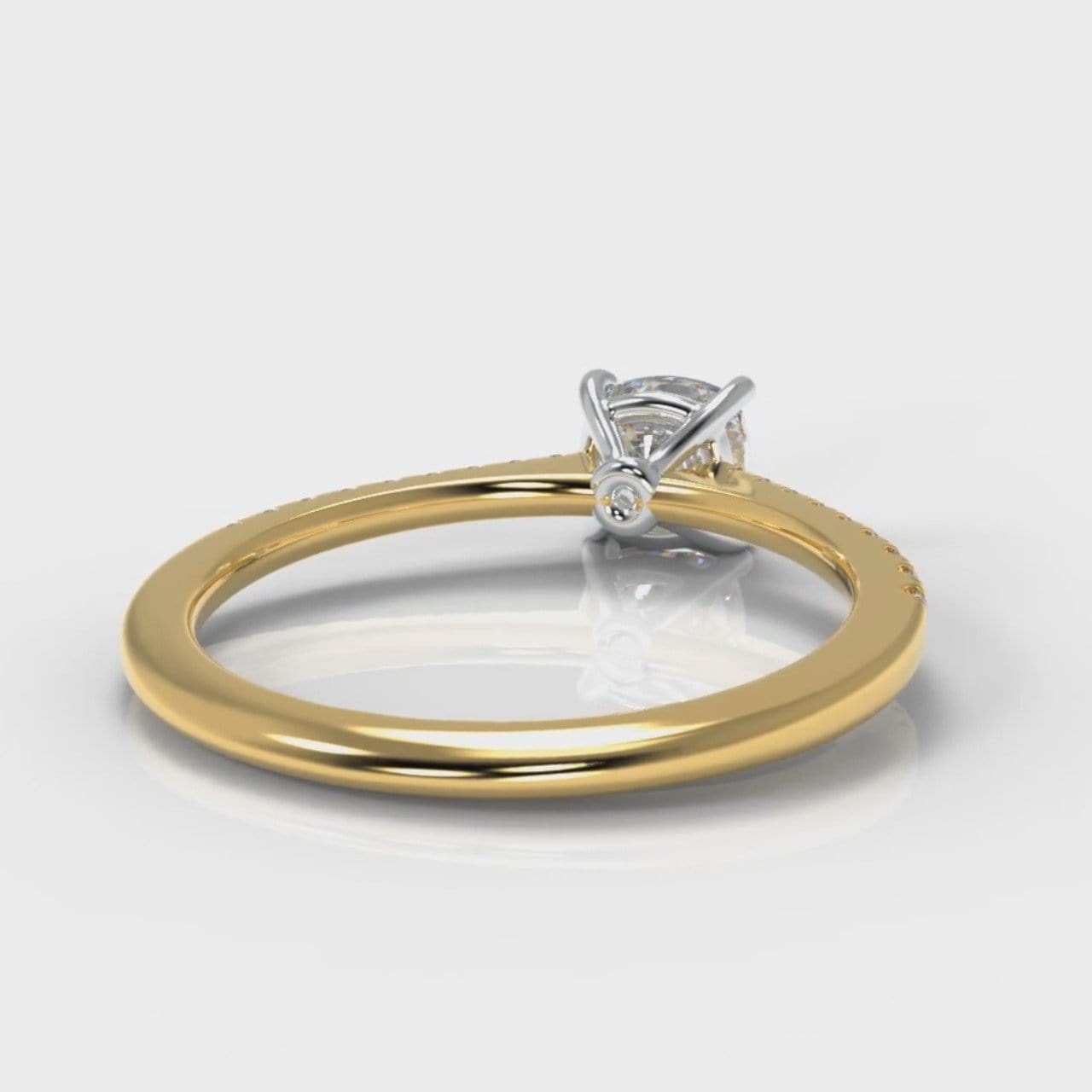 Petite Micropavé Cushion Cut Diamond Engagement Ring - Yellow Gold