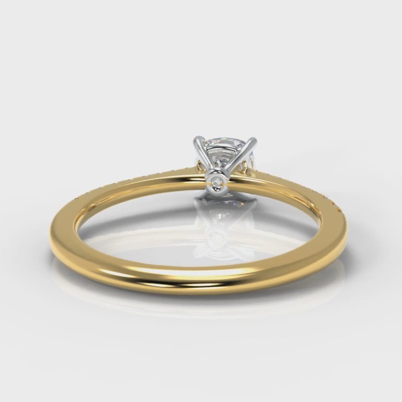 Petite Micropavé Cushion Cut Diamond Engagement Ring - Yellow Gold