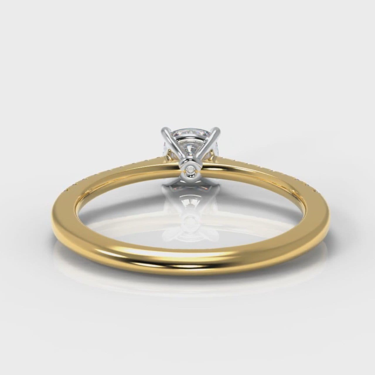 Petite Micropavé Cushion Cut Diamond Engagement Ring - Yellow Gold