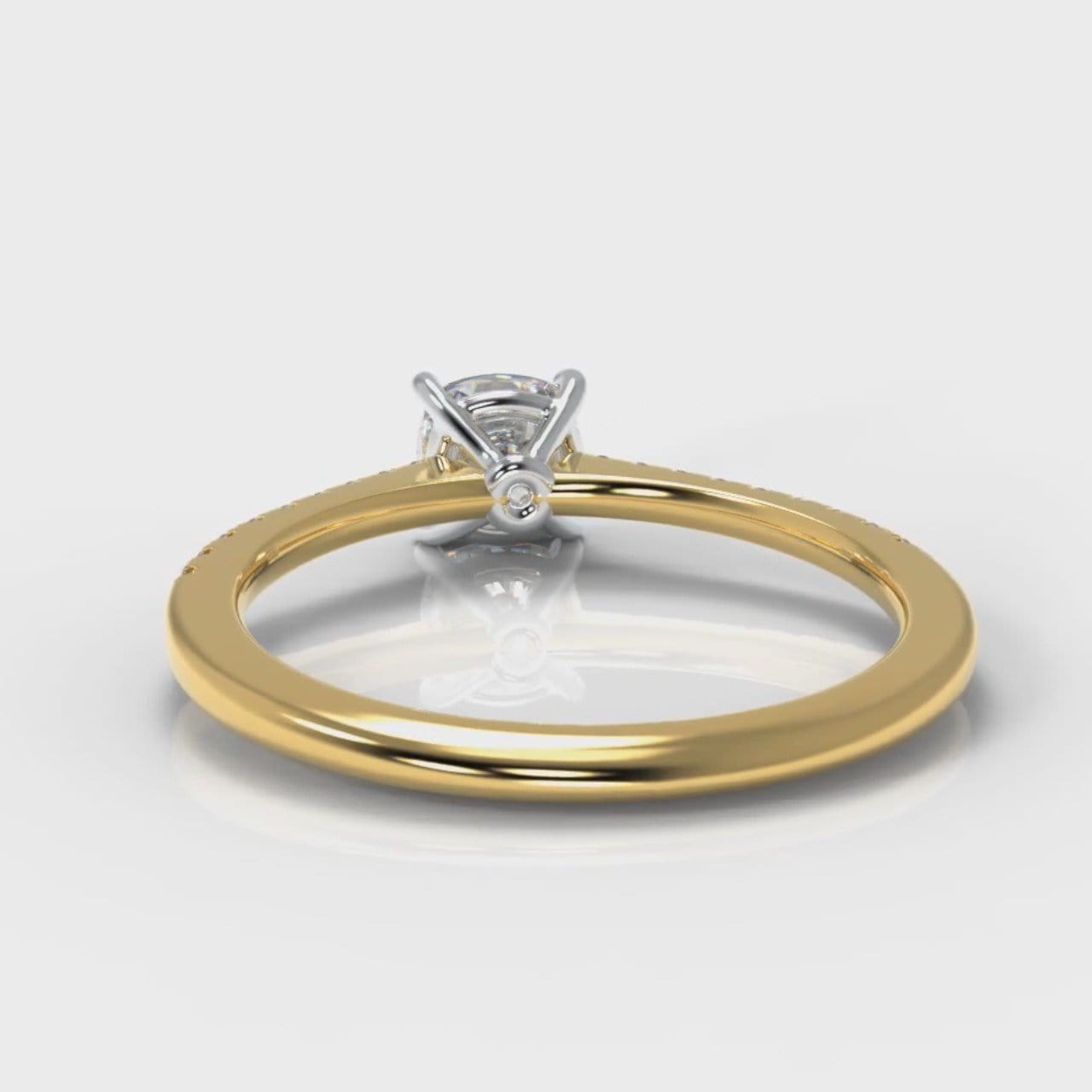 Petite Micropavé Cushion Cut Diamond Engagement Ring - Yellow Gold