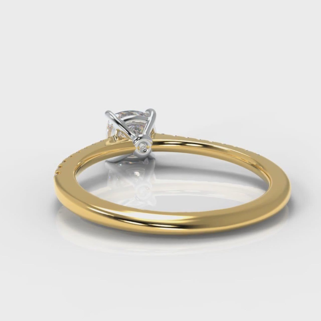 Petite Micropavé Cushion Cut Diamond Engagement Ring - Yellow Gold