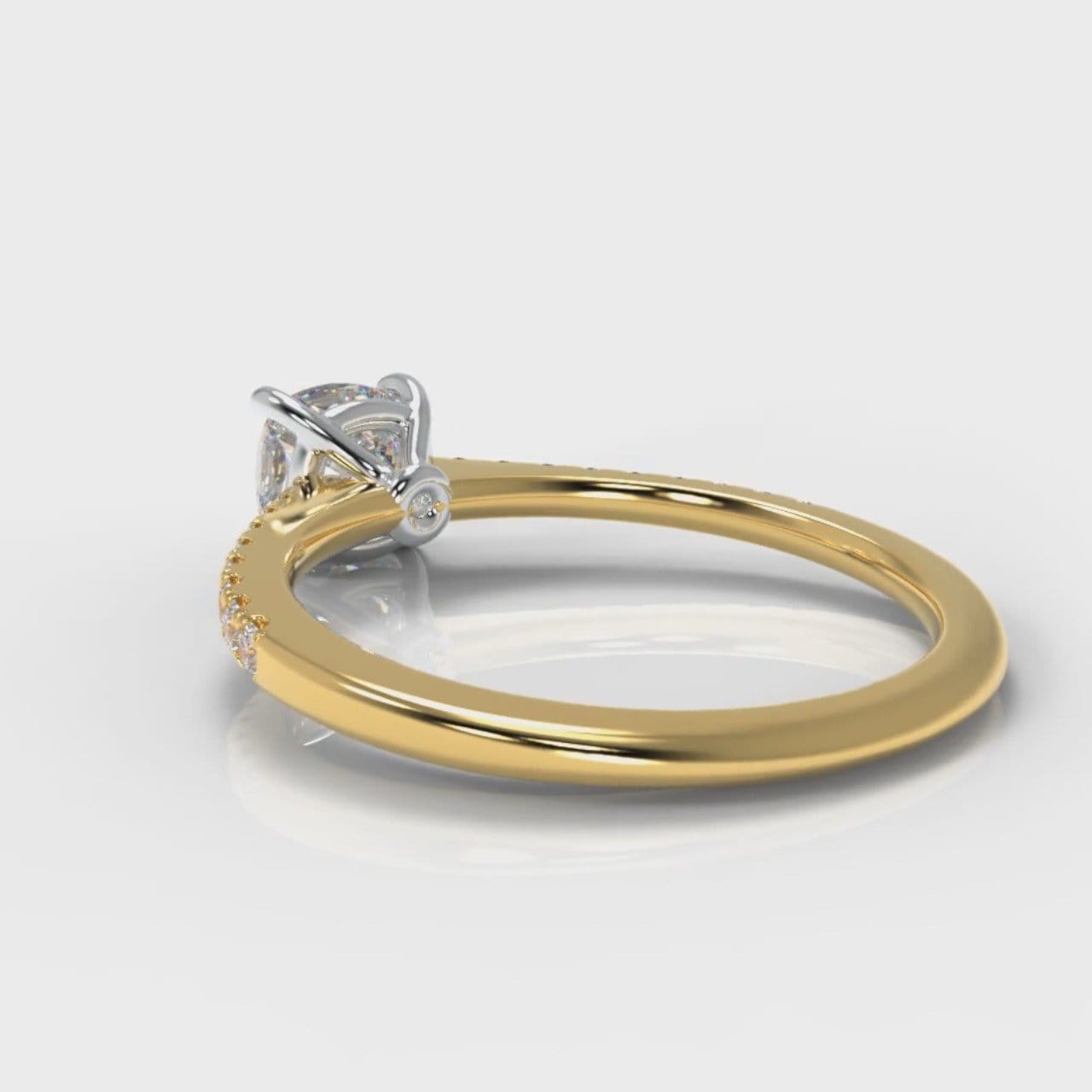 Petite Micropavé Cushion Cut Diamond Engagement Ring - Yellow Gold