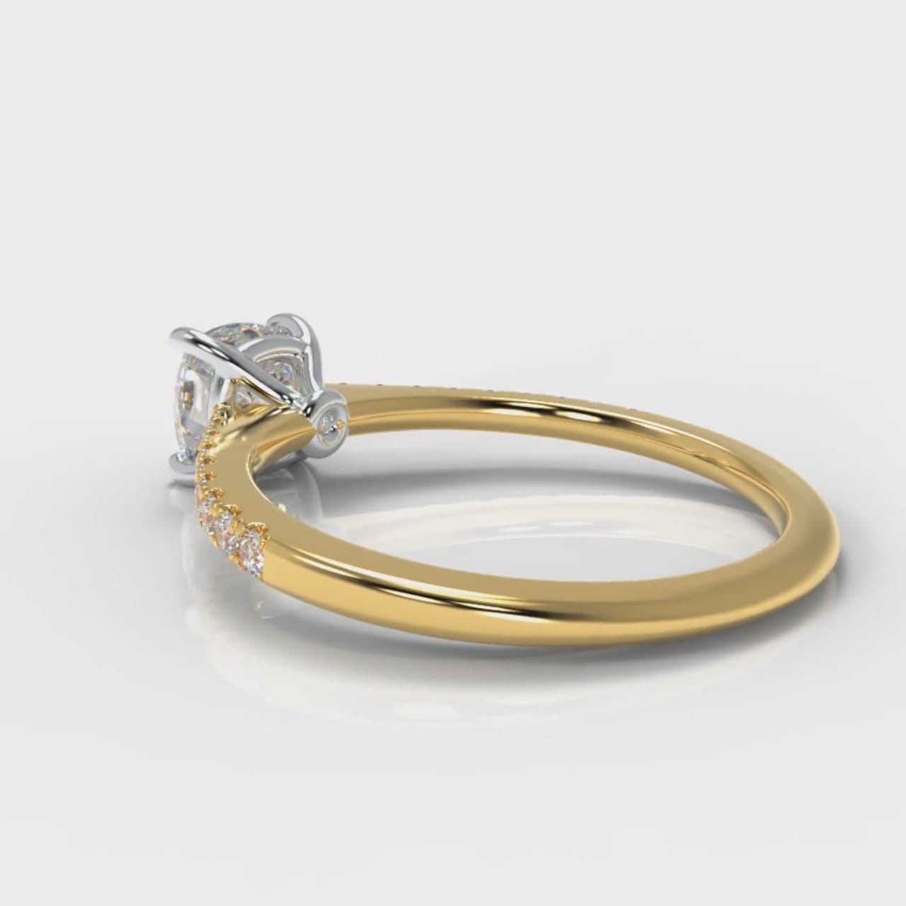 Petite Micropavé Cushion Cut Diamond Engagement Ring - Yellow Gold
