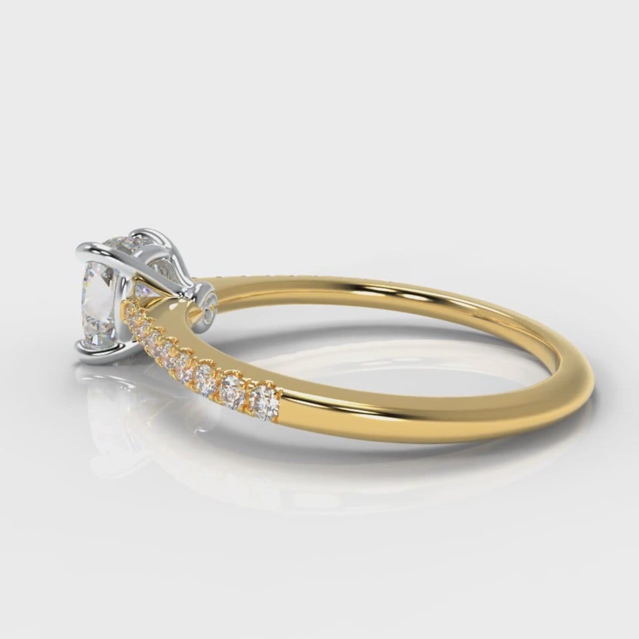 Petite Micropavé Cushion Cut Diamond Engagement Ring - Yellow Gold