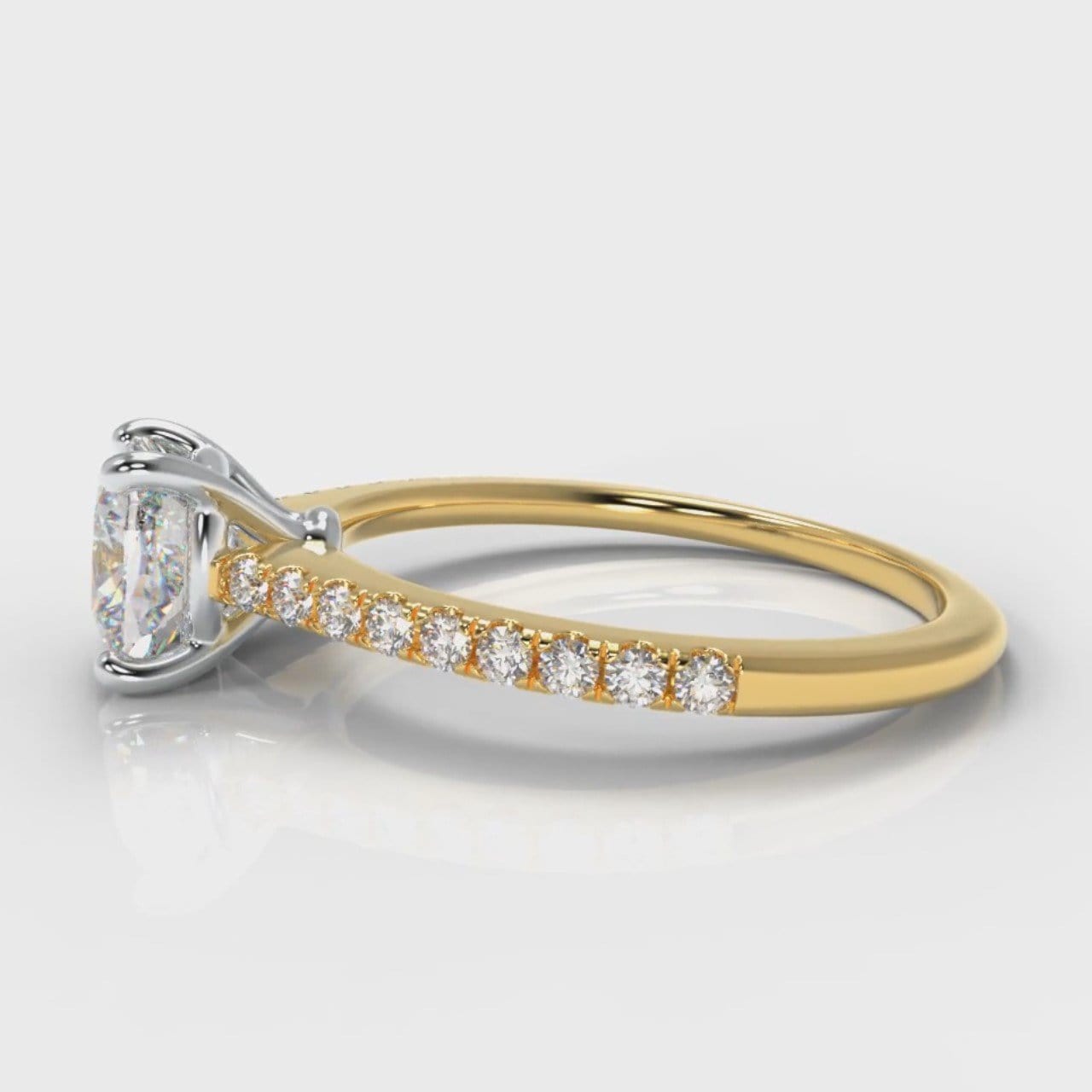 Petite Micropavé Cushion Cut Diamond Engagement Ring - Yellow Gold