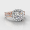 Pavé Cushion Cut Diamond Halo Bridal Set - Two Tone Rose Gold