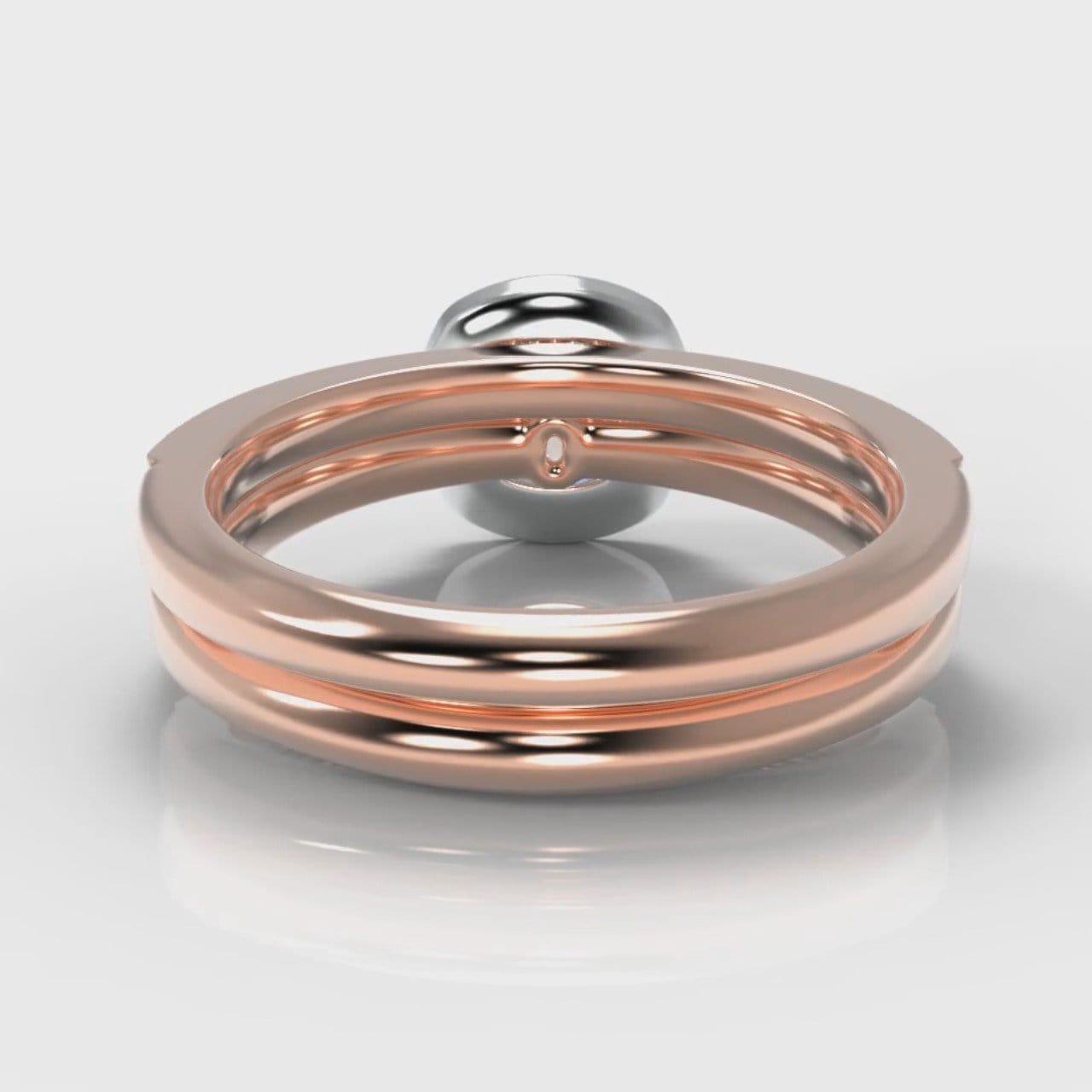 Pavé Cushion Cut Diamond Halo Bridal Set - Two Tone Rose Gold
