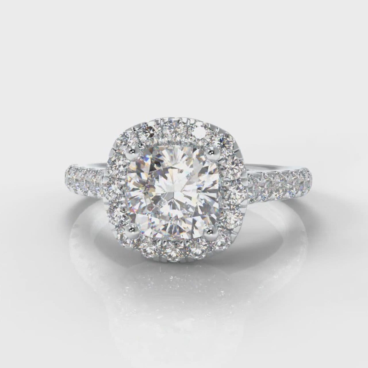 cushion cut diamond halo engagement ring