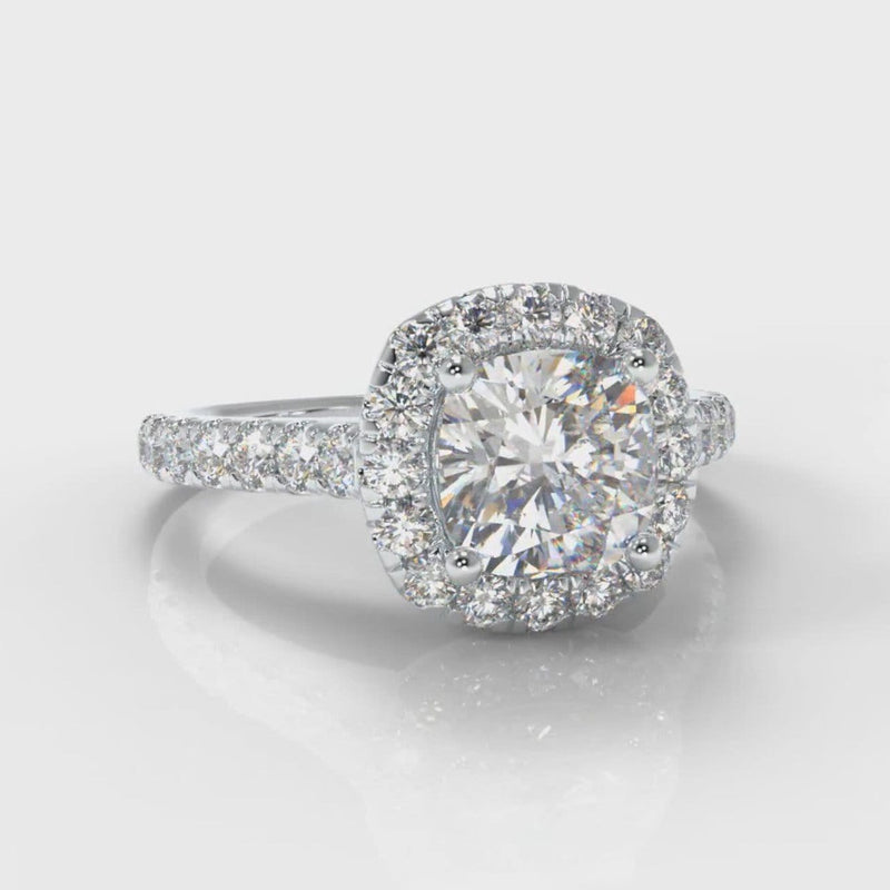 cushion cut diamond halo engagement ring