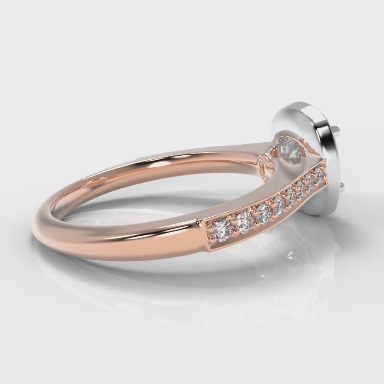 Pavé Cushion Cut Diamond Halo Engagement Ring - Two Tone Rose Gold