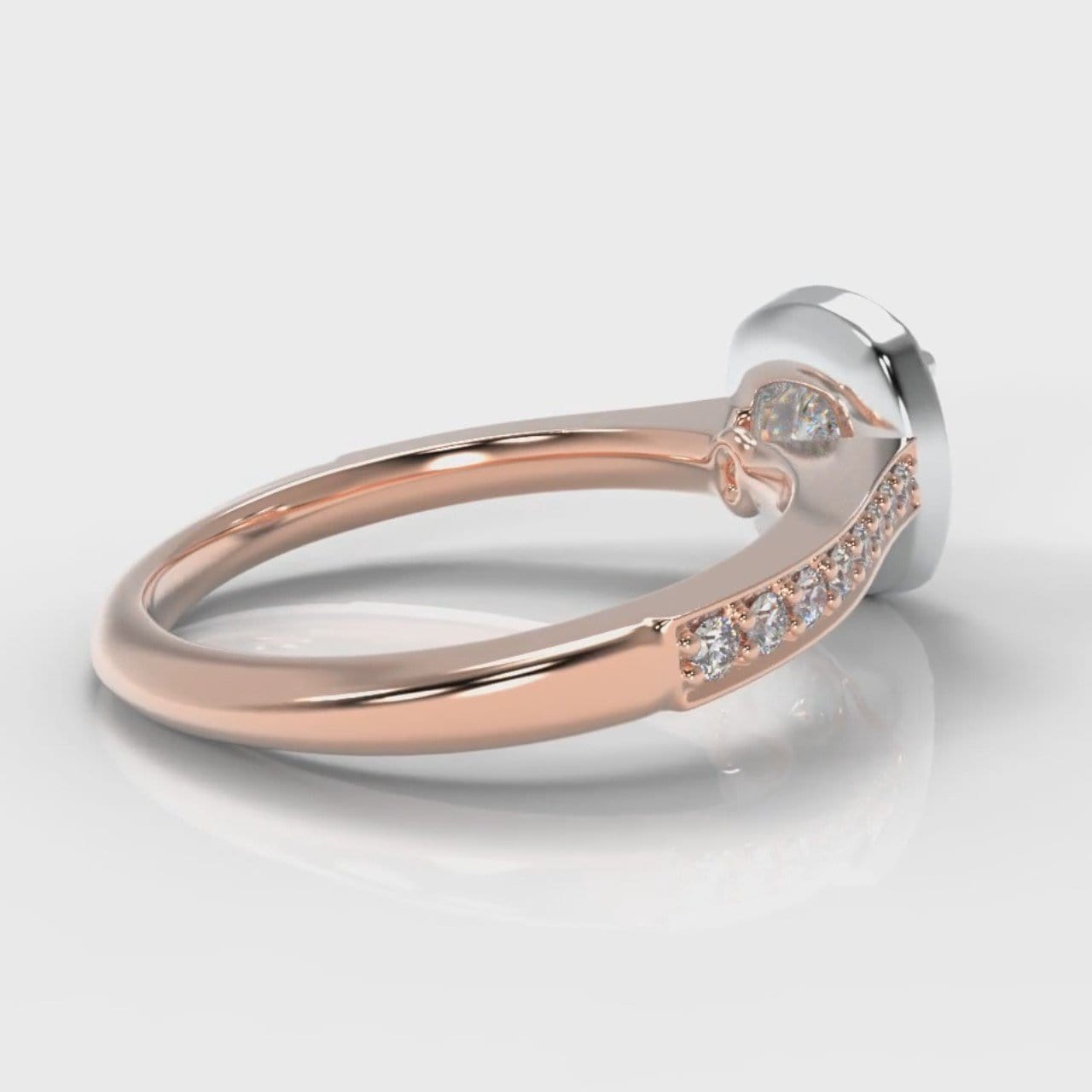 Pavé Cushion Cut Diamond Halo Engagement Ring - Two Tone Rose Gold