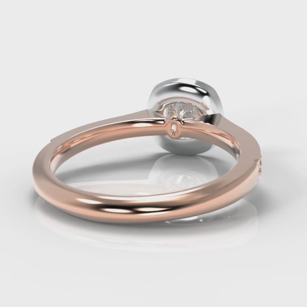 Pavé Cushion Cut Diamond Halo Engagement Ring - Two Tone Rose Gold
