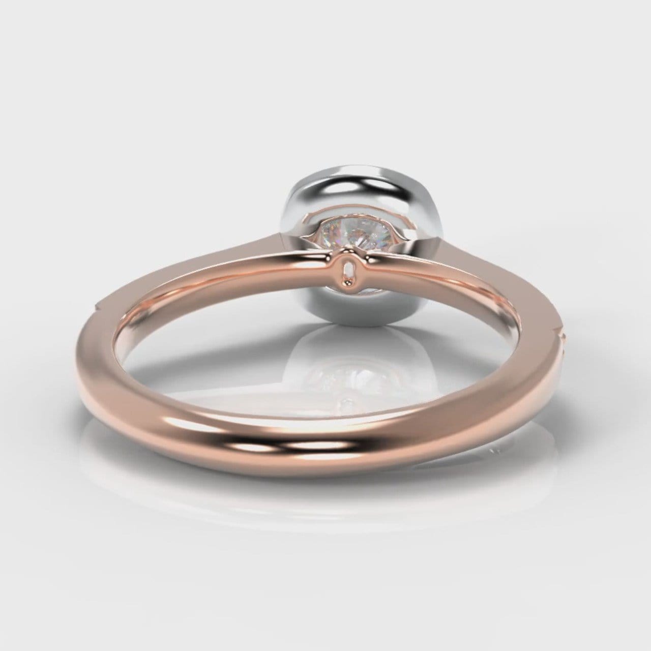 Pavé Cushion Cut Diamond Halo Engagement Ring - Two Tone Rose Gold