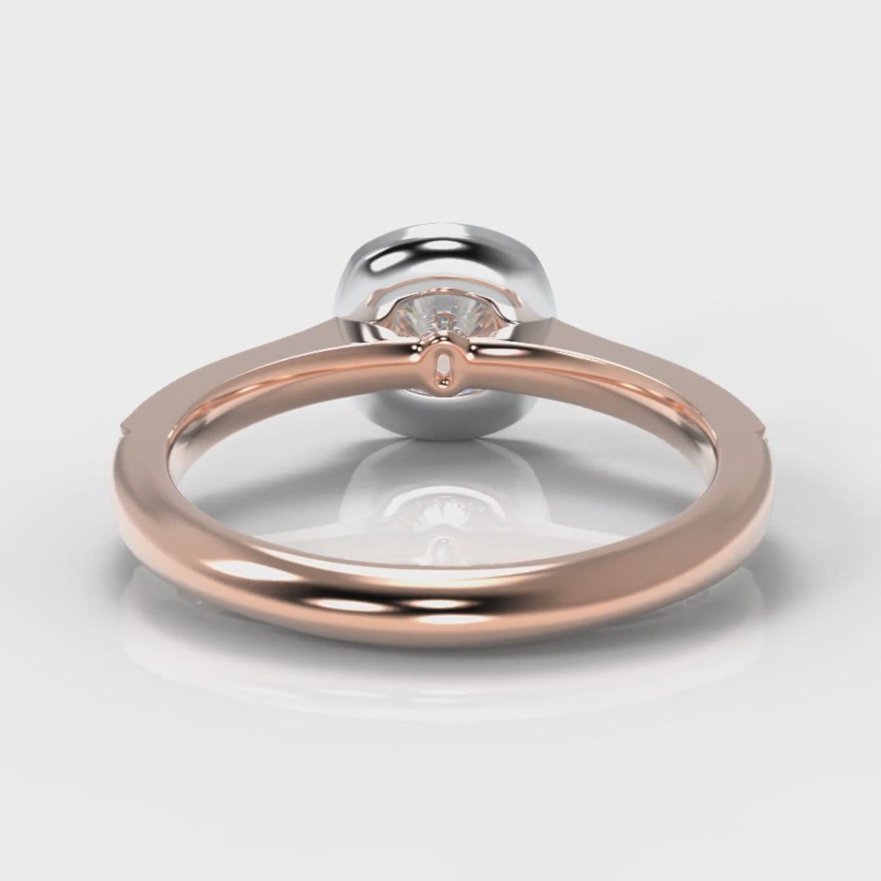Pavé Cushion Cut Diamond Halo Engagement Ring - Two Tone Rose Gold