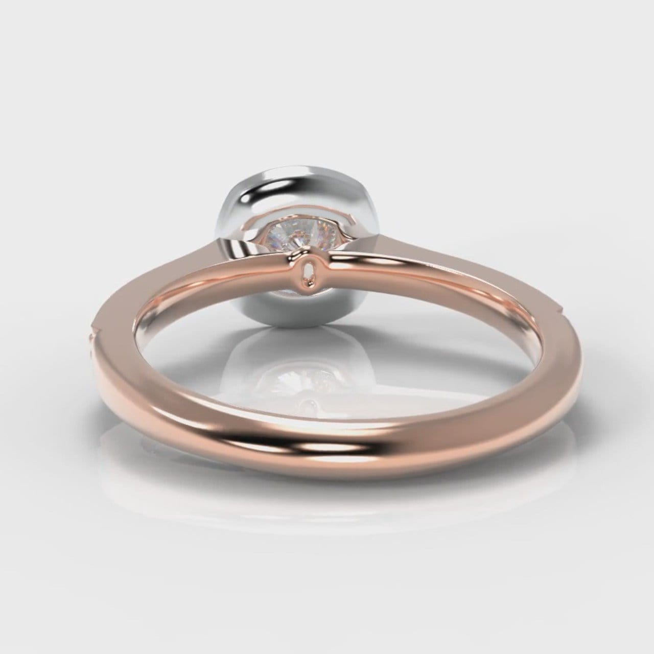 Pavé Cushion Cut Diamond Halo Engagement Ring - Two Tone Rose Gold
