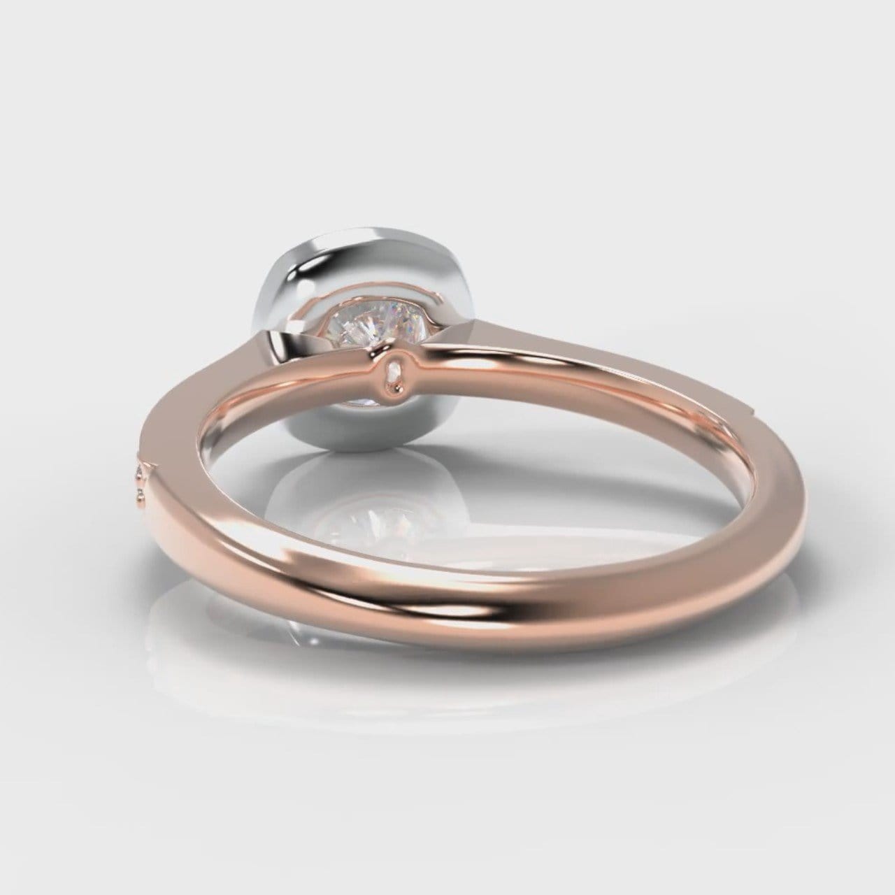 Pavé Cushion Cut Diamond Halo Engagement Ring - Two Tone Rose Gold