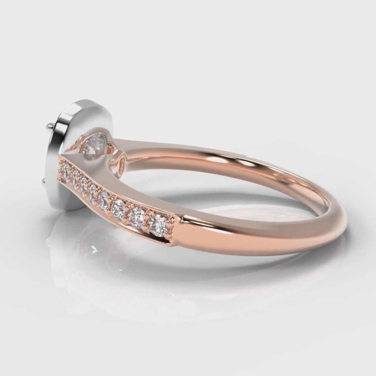 Pavé Cushion Cut Diamond Halo Engagement Ring - Two Tone Rose Gold