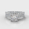 Carrée Micropavé Cushion Cut Diamond Bridal Set