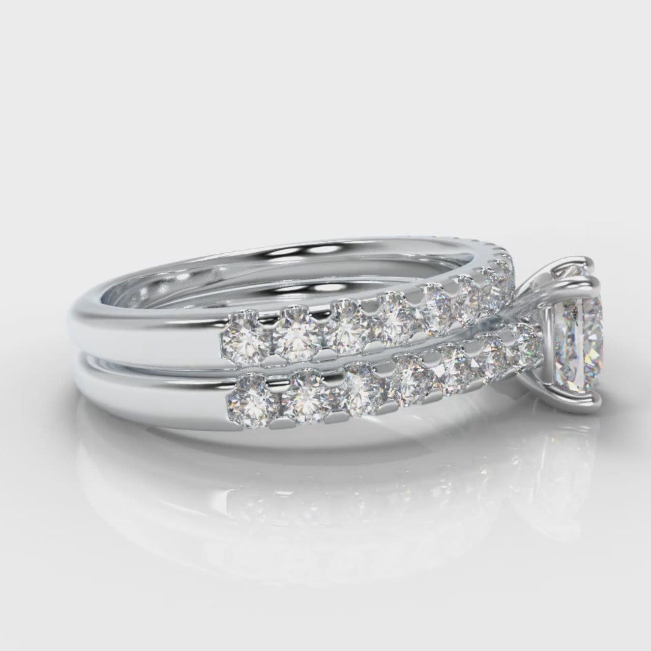 Carrée Micropavé Cushion Cut Diamond Bridal Set