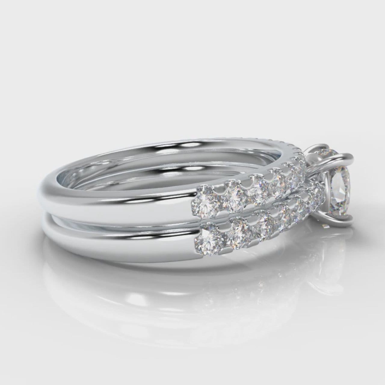 Carrée Micropavé Cushion Cut Diamond Bridal Set