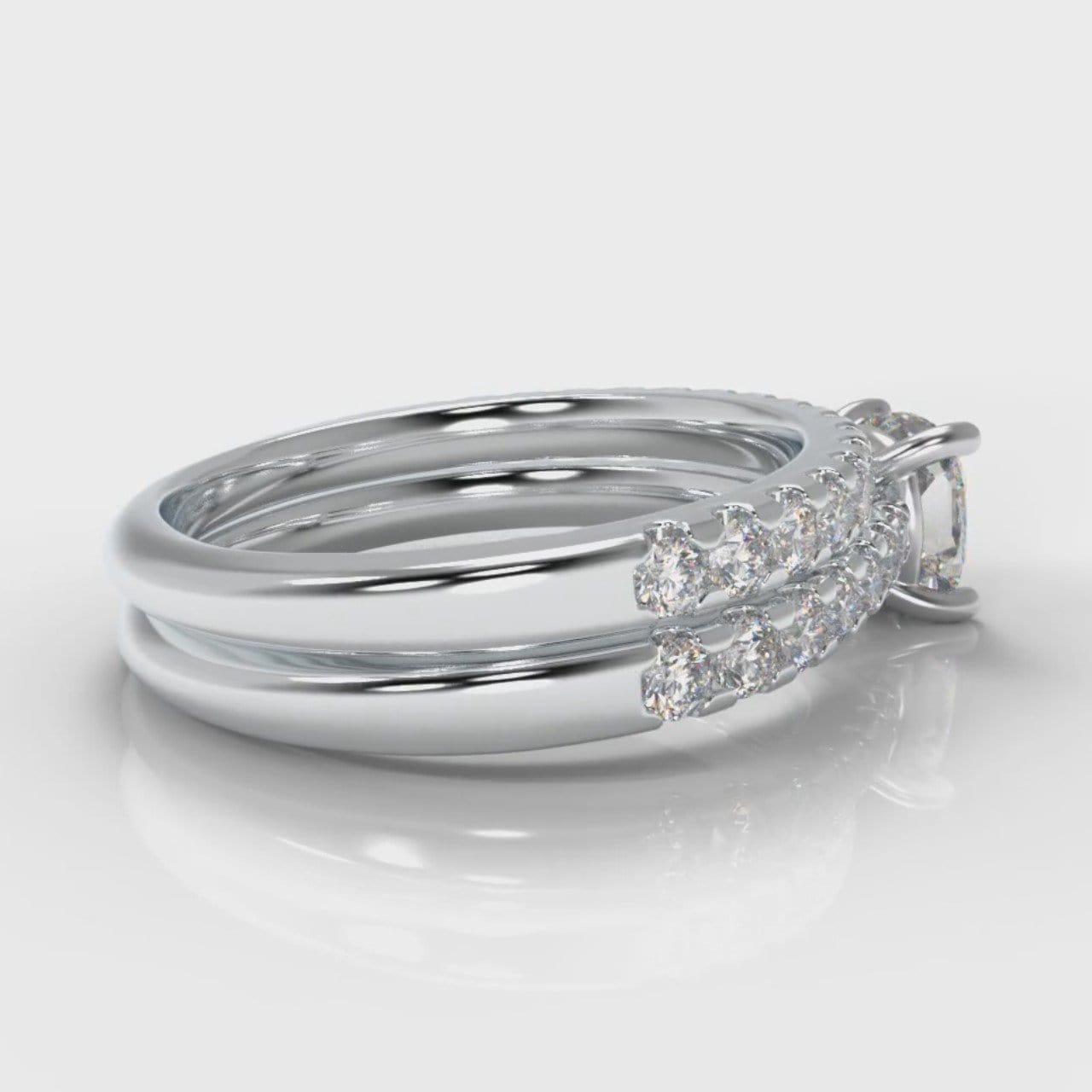 Carrée Micropavé Cushion Cut Diamond Bridal Set