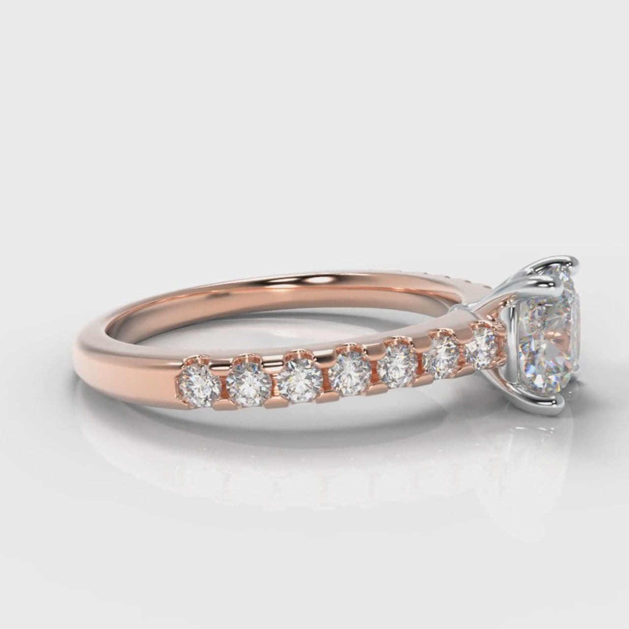Carrée Micropavé Cushion Cut Diamond Engagement Ring - Rose Gold