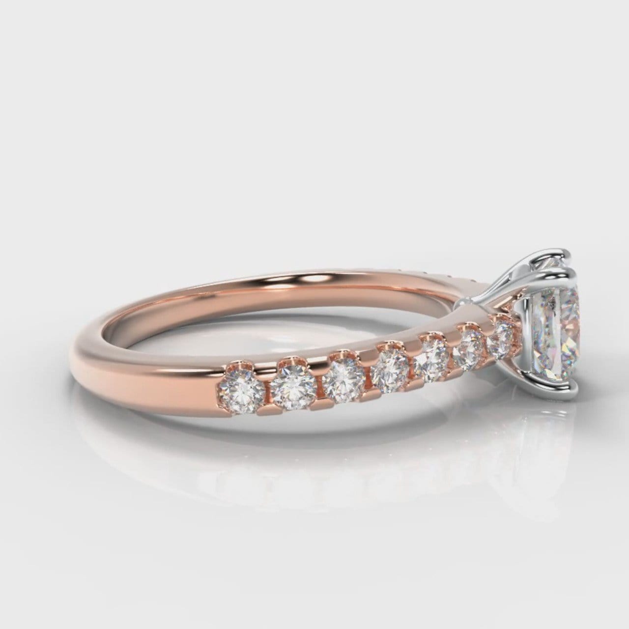 Carrée Micropavé Cushion Cut Diamond Engagement Ring - Rose Gold