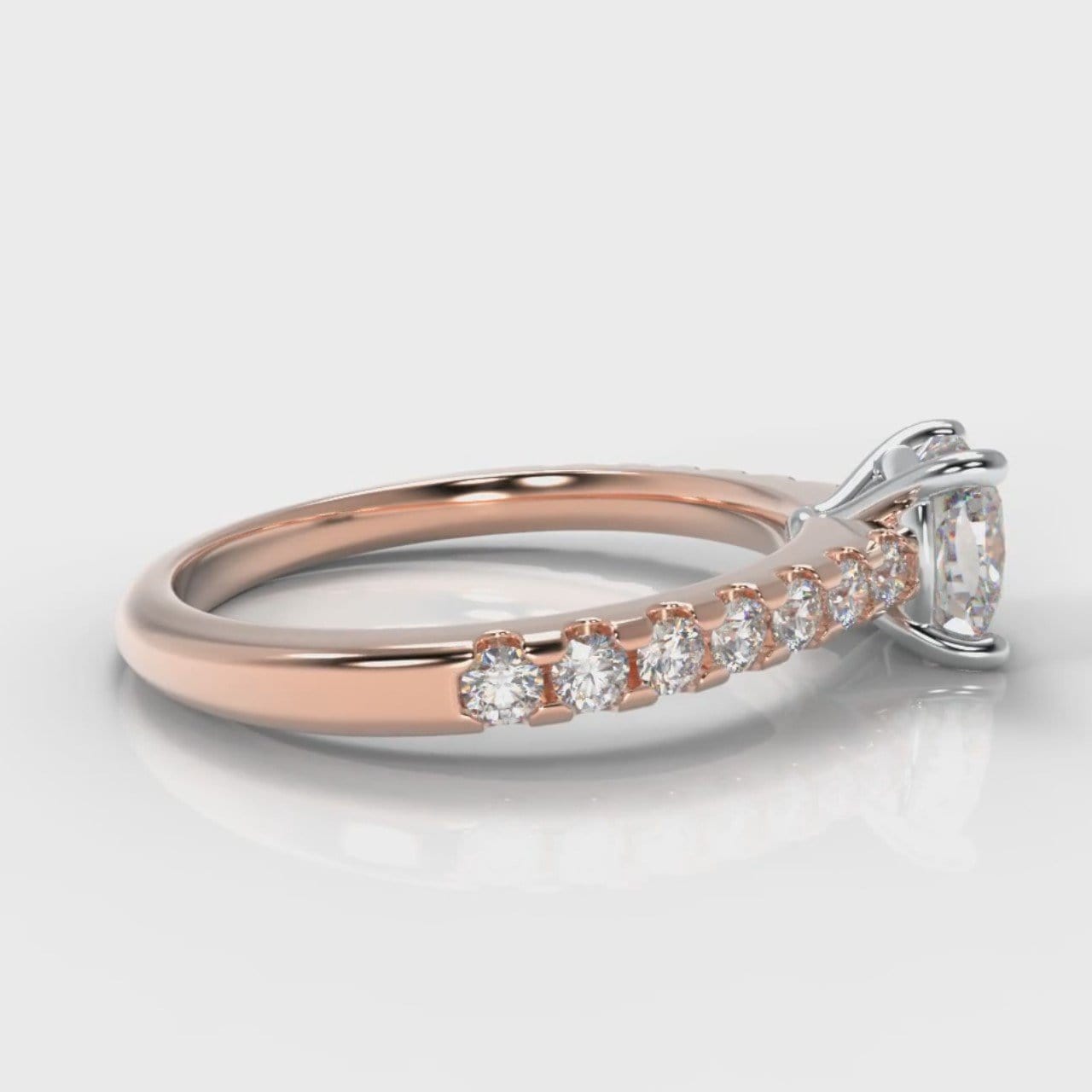 Carrée Micropavé Cushion Cut Diamond Engagement Ring - Rose Gold