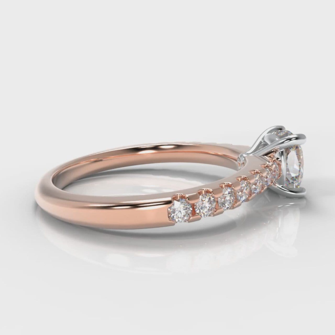Carrée Micropavé Cushion Cut Diamond Engagement Ring - Rose Gold