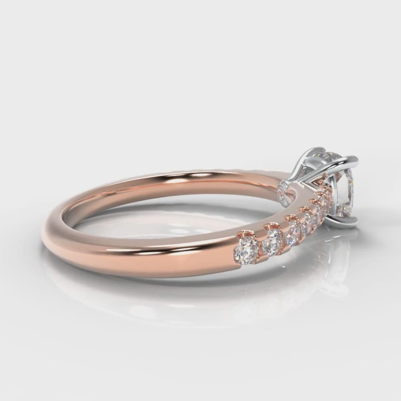 Carrée Micropavé Cushion Cut Diamond Engagement Ring - Rose Gold