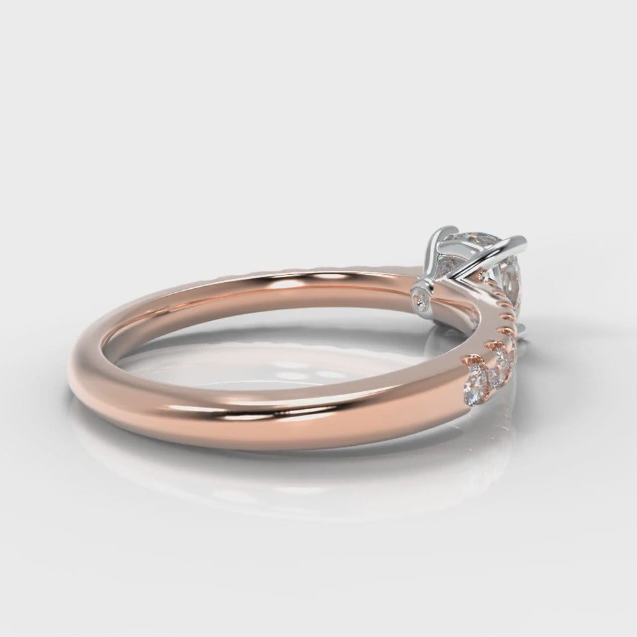 Carrée Micropavé Cushion Cut Diamond Engagement Ring - Rose Gold