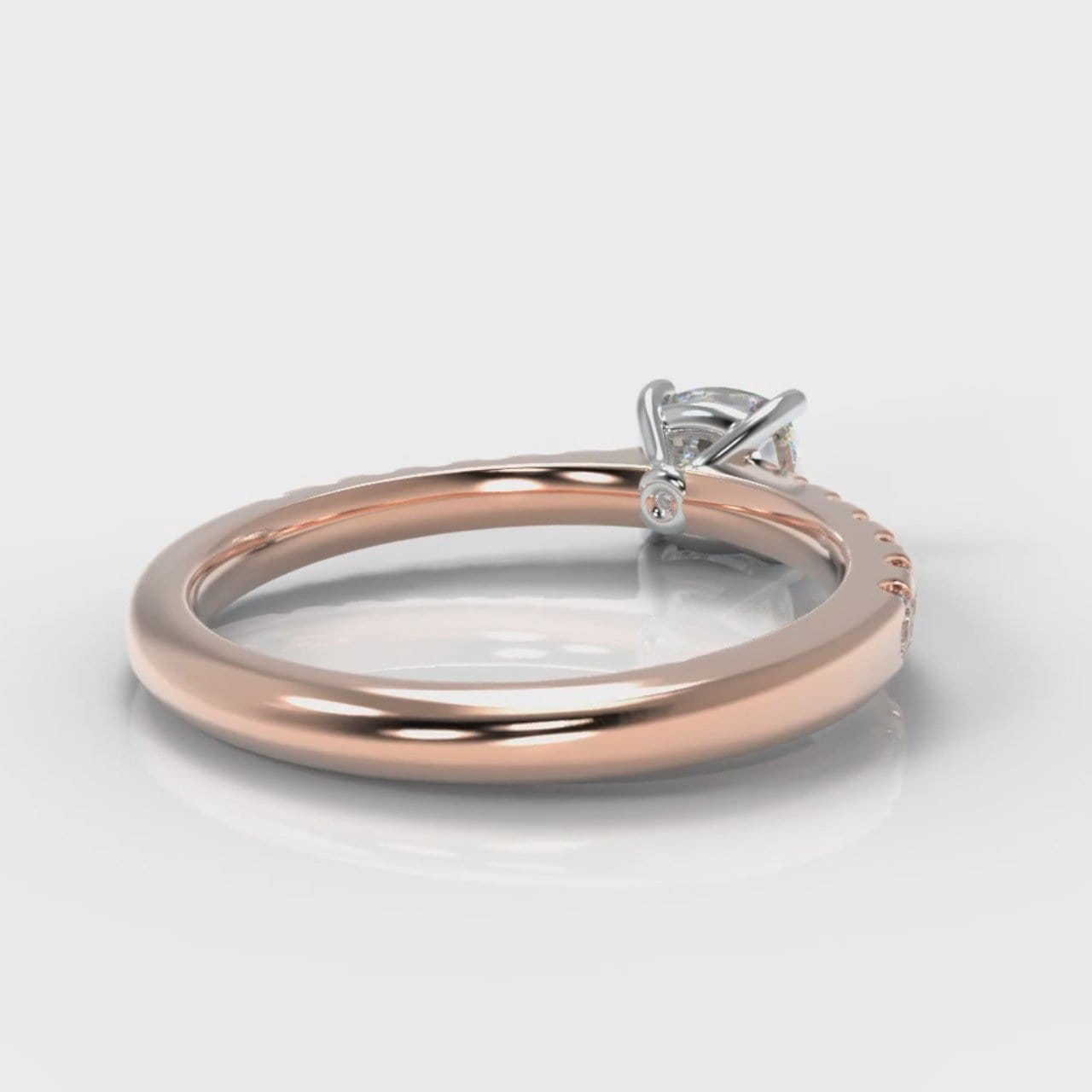 Carrée Micropavé Cushion Cut Diamond Engagement Ring - Rose Gold