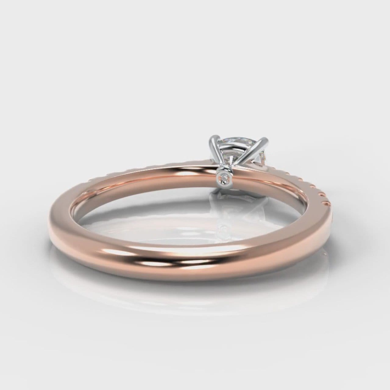Carrée Micropavé Cushion Cut Diamond Engagement Ring - Rose Gold