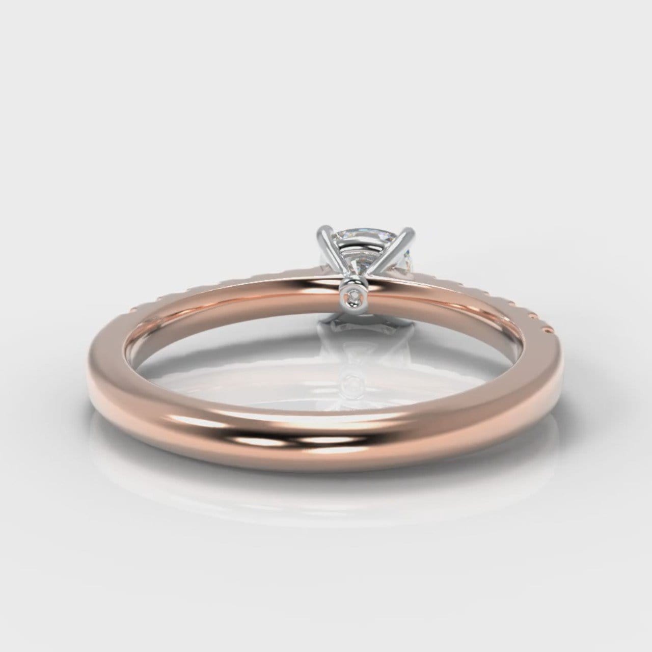 Carrée Micropavé Cushion Cut Diamond Engagement Ring - Rose Gold