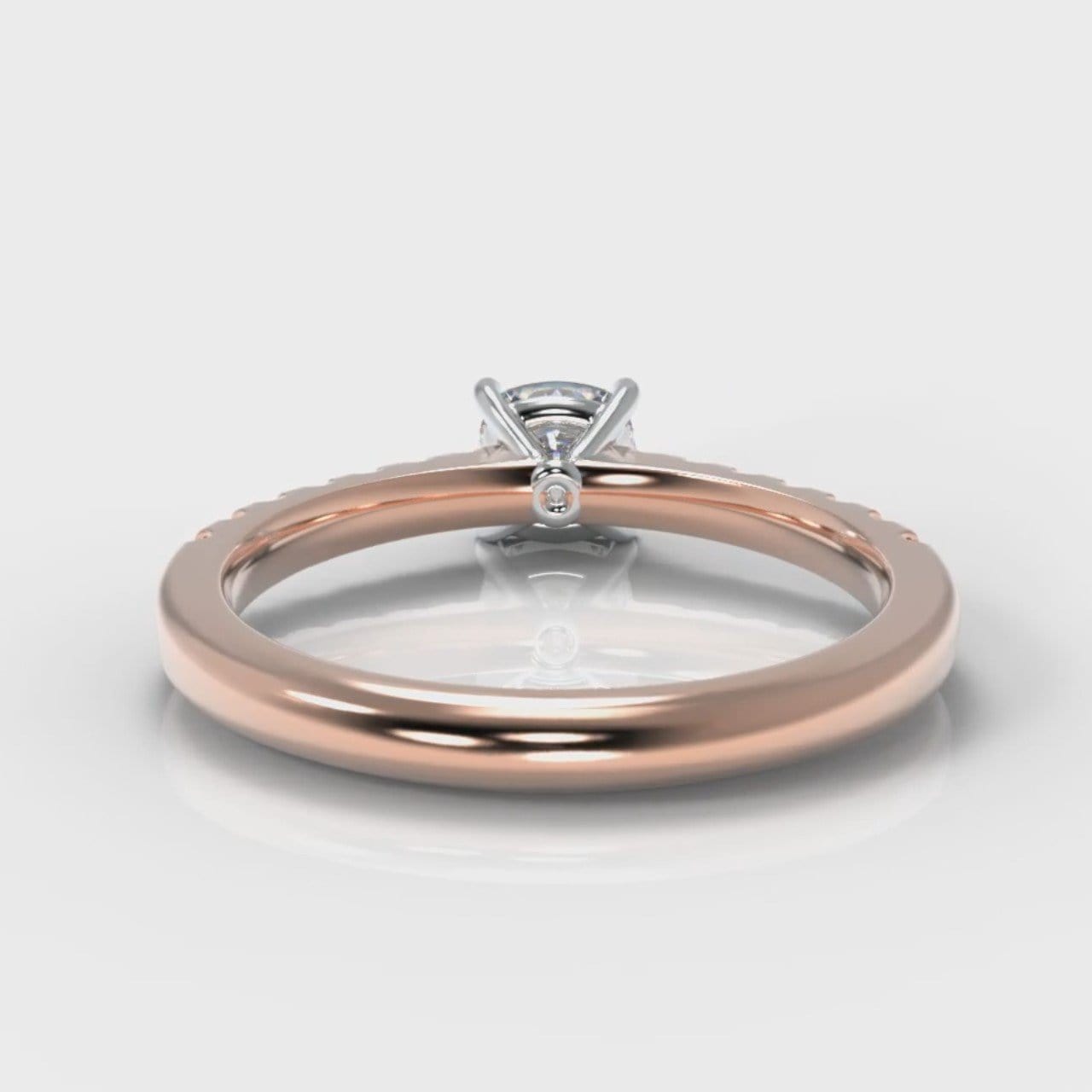Carrée Micropavé Cushion Cut Diamond Engagement Ring - Rose Gold