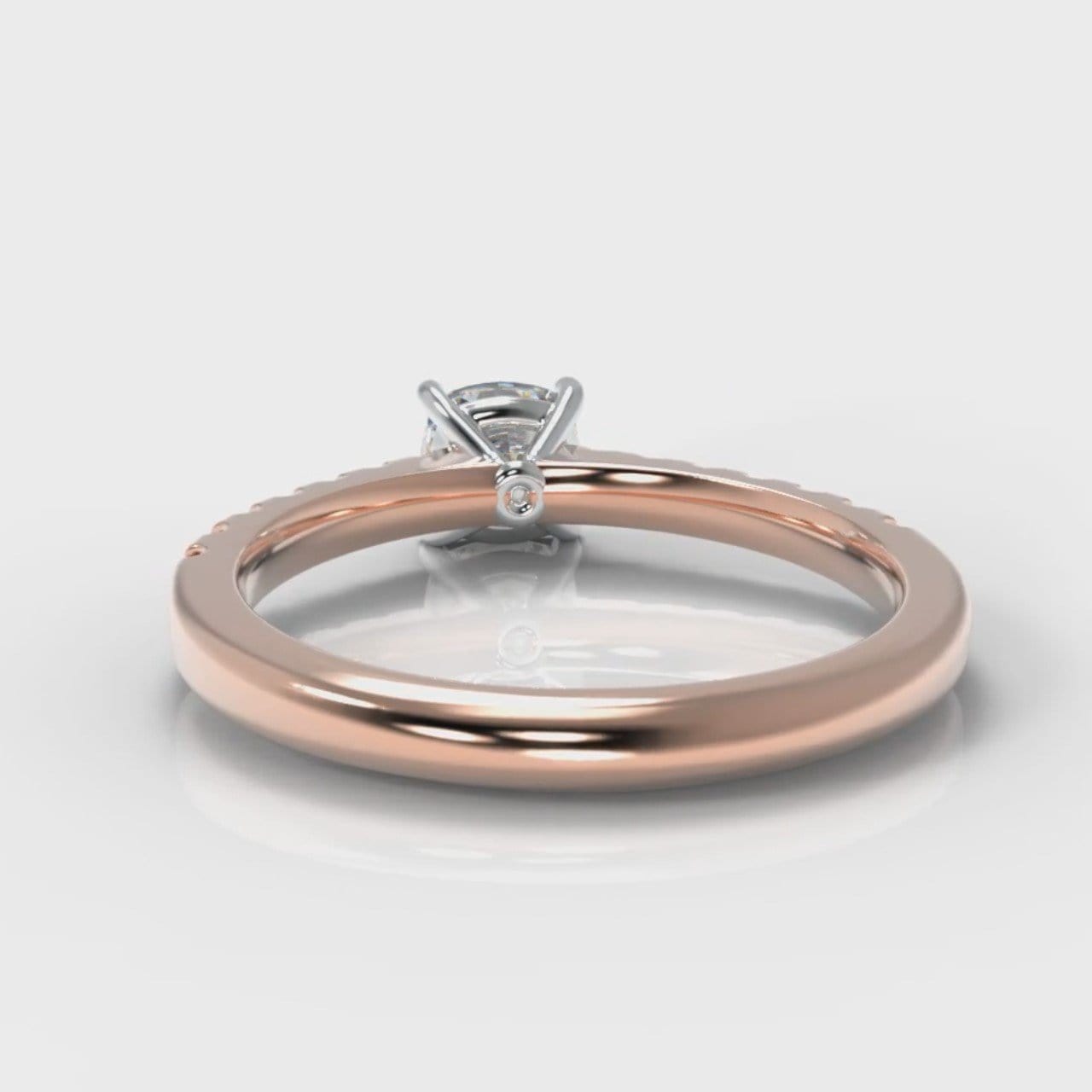 Carrée Micropavé Cushion Cut Diamond Engagement Ring - Rose Gold