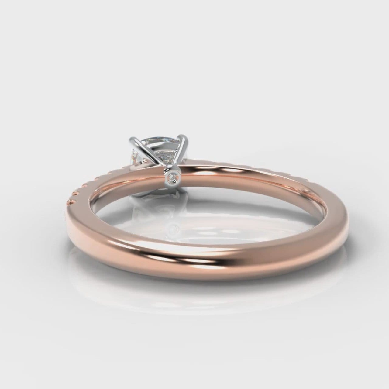 Carrée Micropavé Cushion Cut Diamond Engagement Ring - Rose Gold