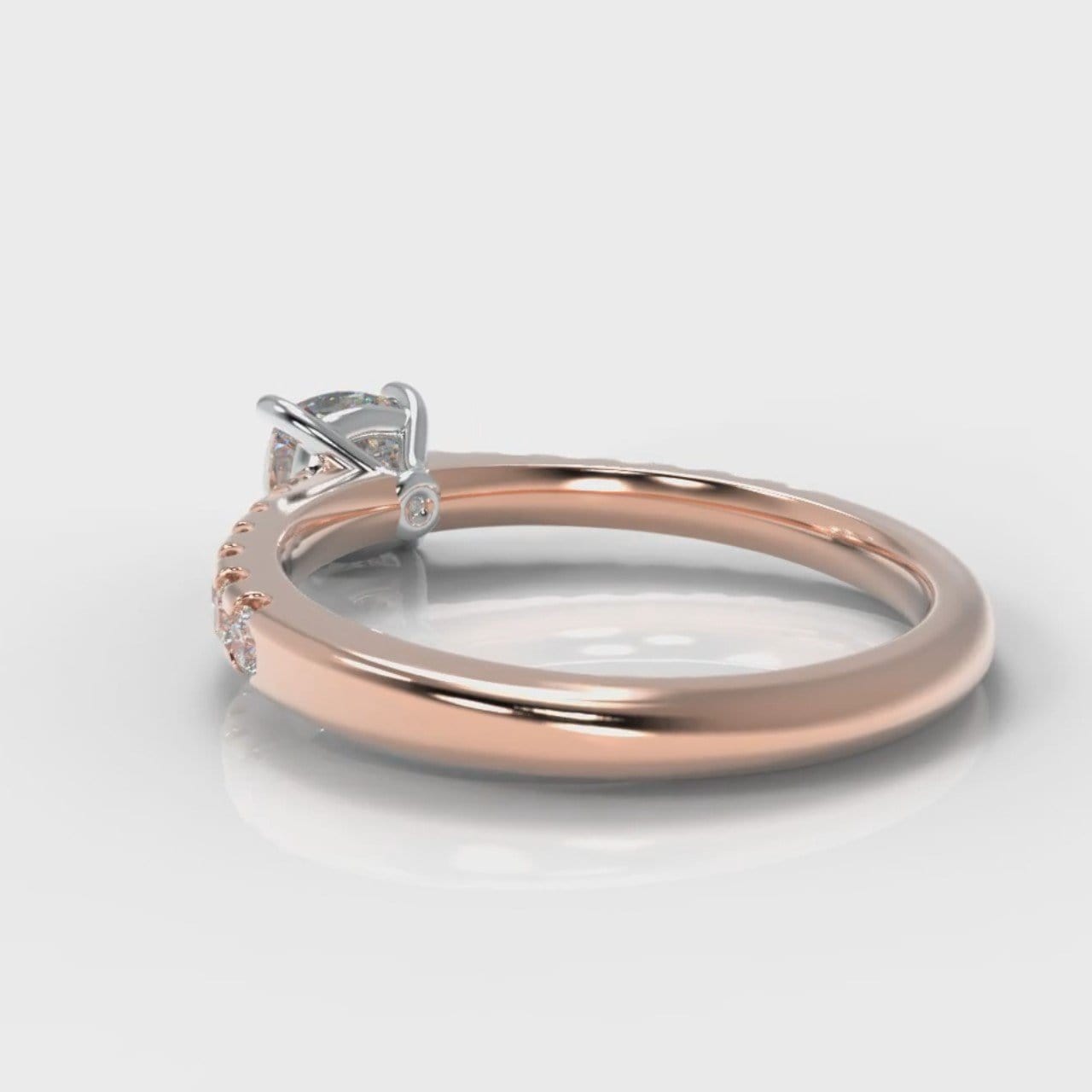 Carrée Micropavé Cushion Cut Diamond Engagement Ring - Rose Gold
