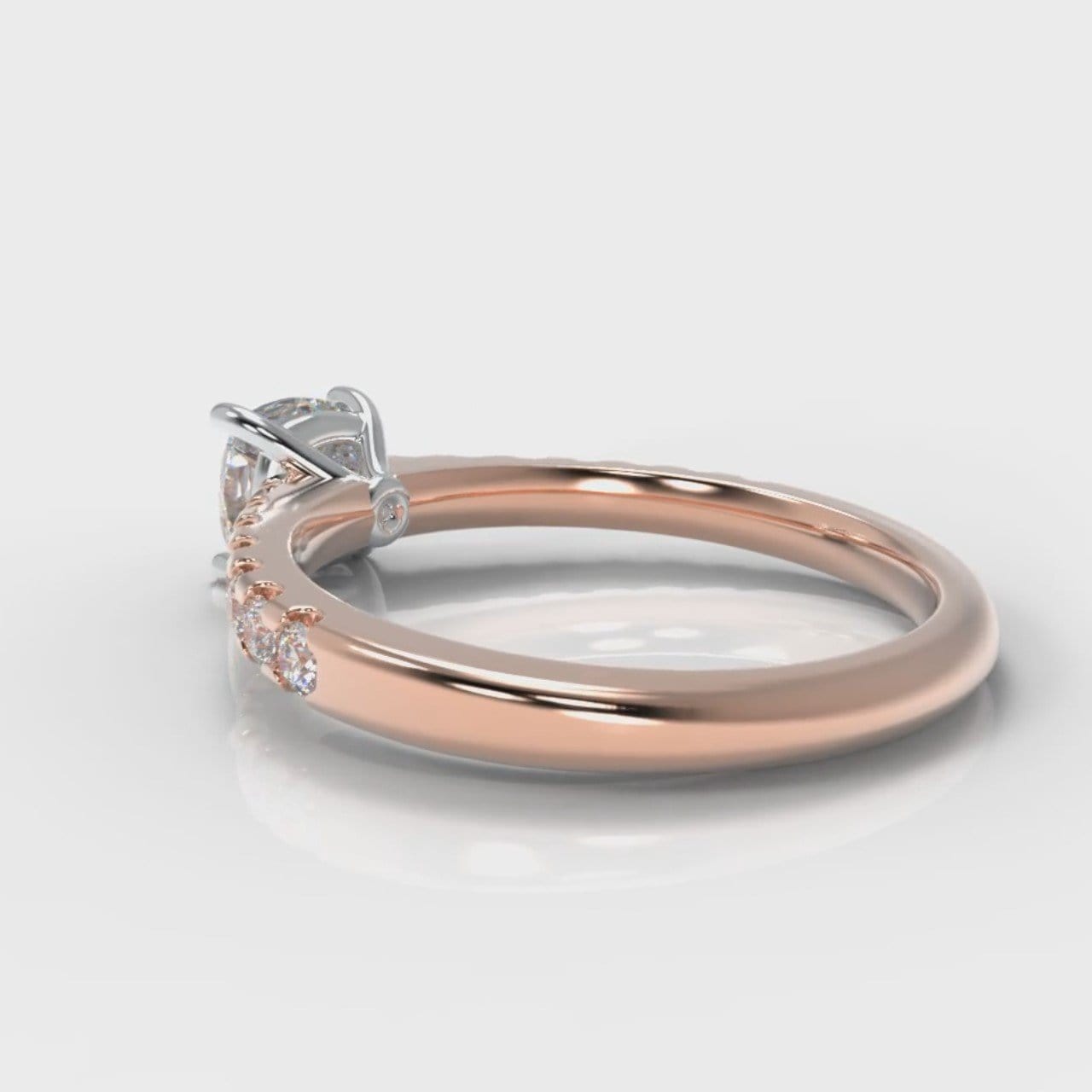 Carrée Micropavé Cushion Cut Diamond Engagement Ring - Rose Gold
