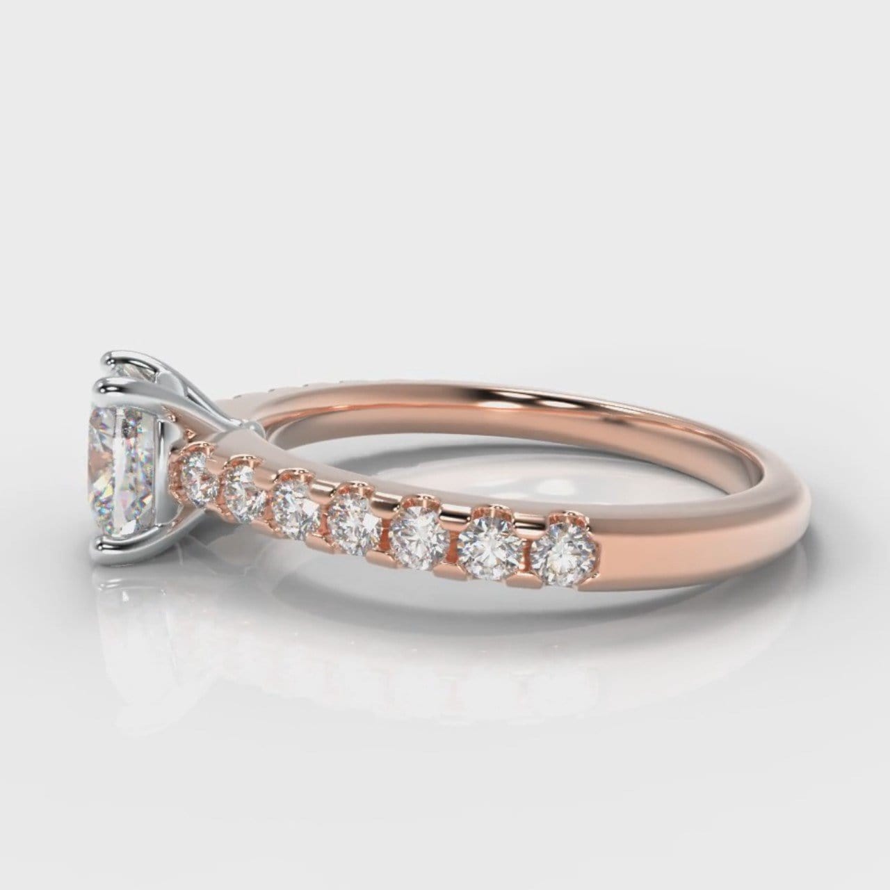 Carrée Micropavé Cushion Cut Diamond Engagement Ring - Rose Gold