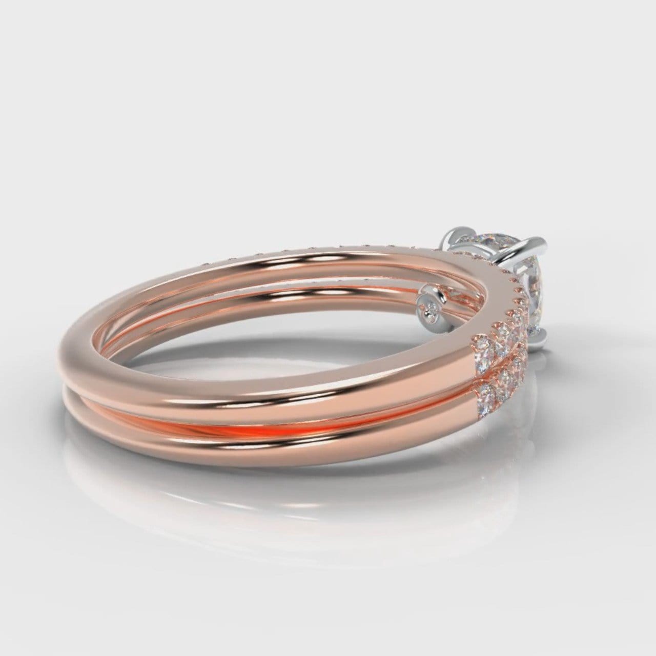 Petite Micropavé Cushion Cut Diamond Bridal Set - Rose Gold