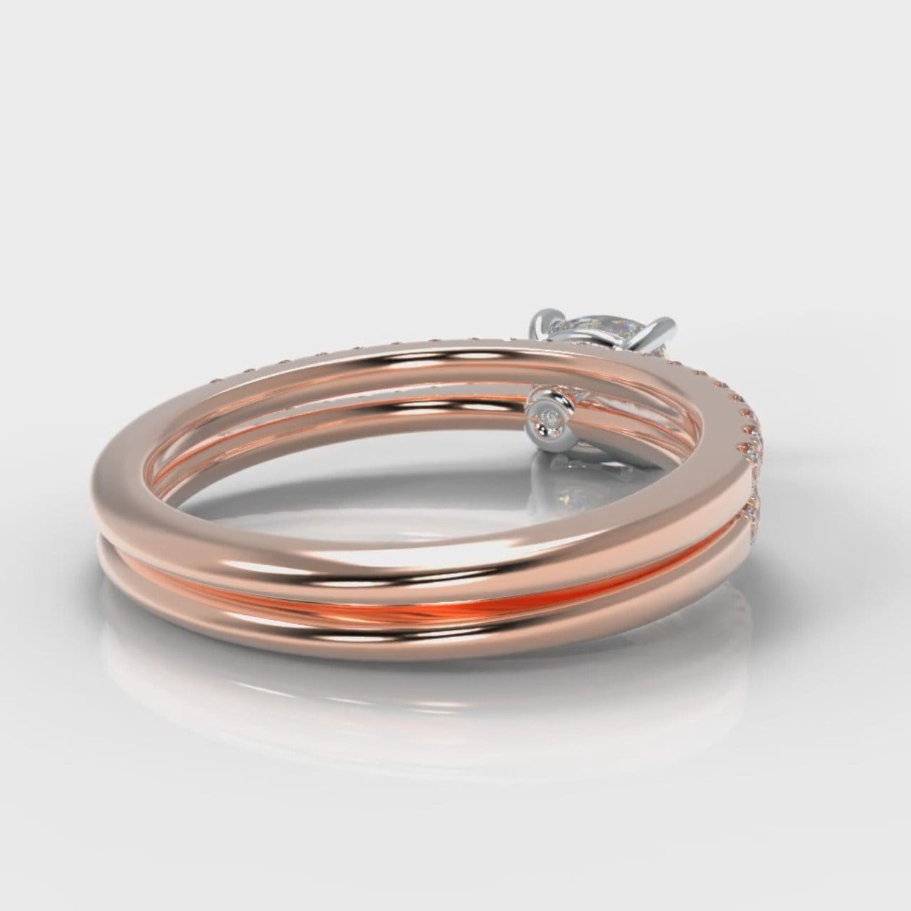 Petite Micropavé Cushion Cut Diamond Bridal Set - Rose Gold