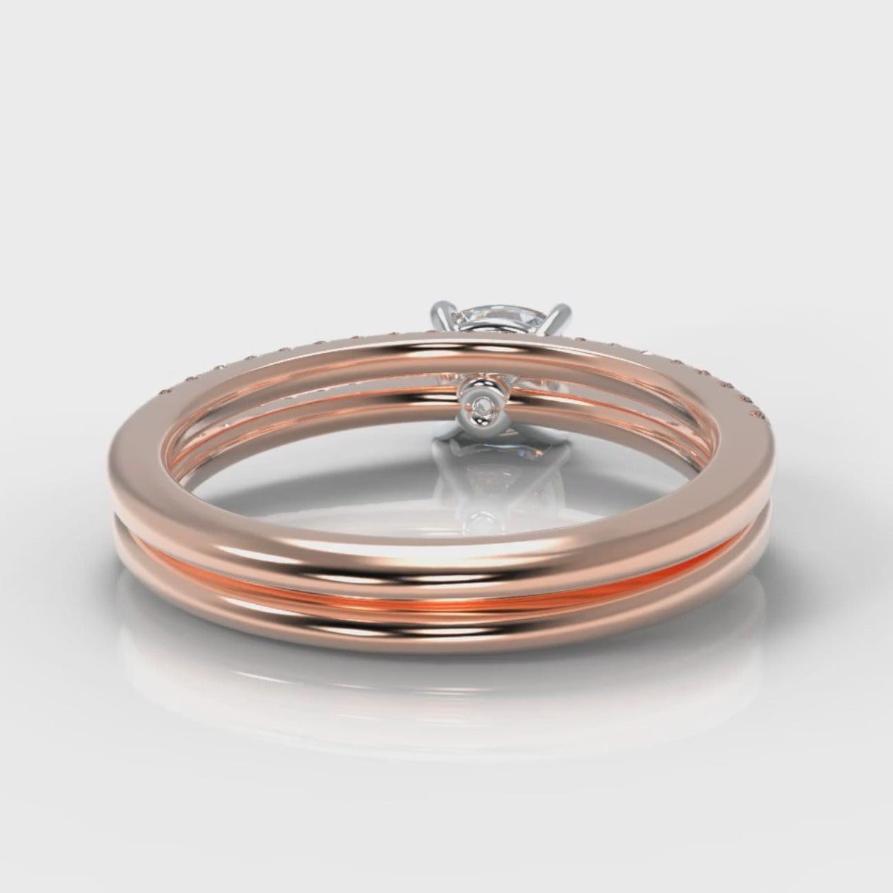 Petite Micropavé Cushion Cut Diamond Bridal Set - Rose Gold