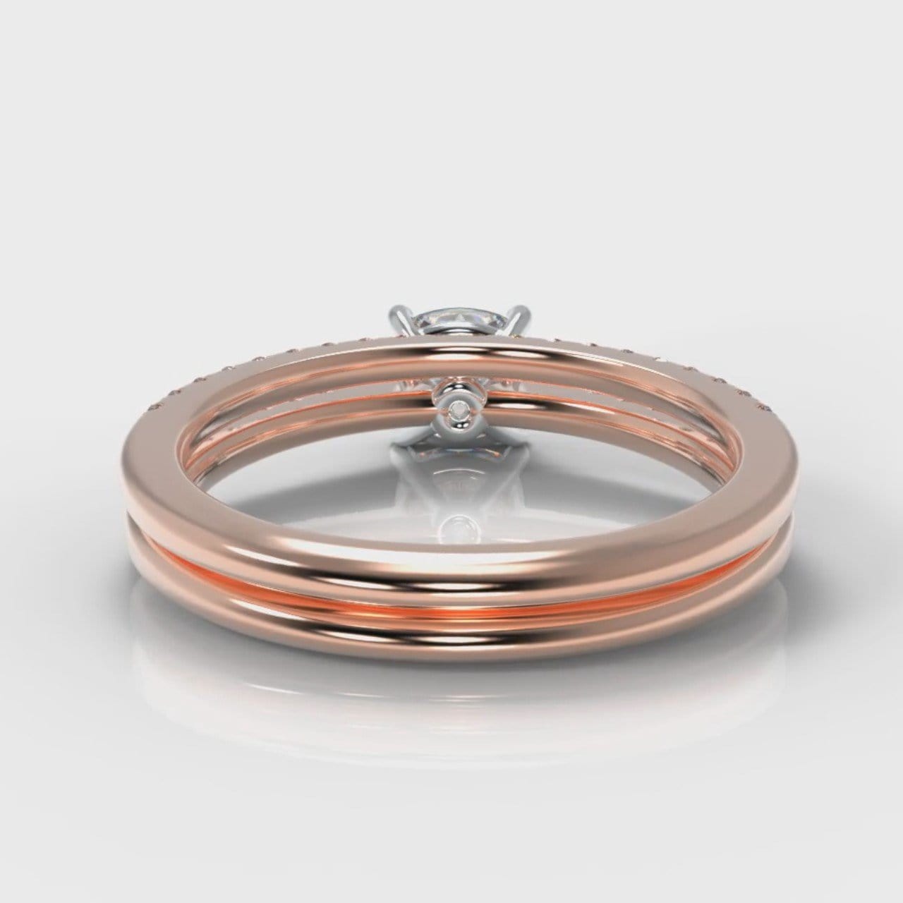 Petite Micropavé Cushion Cut Diamond Bridal Set - Rose Gold