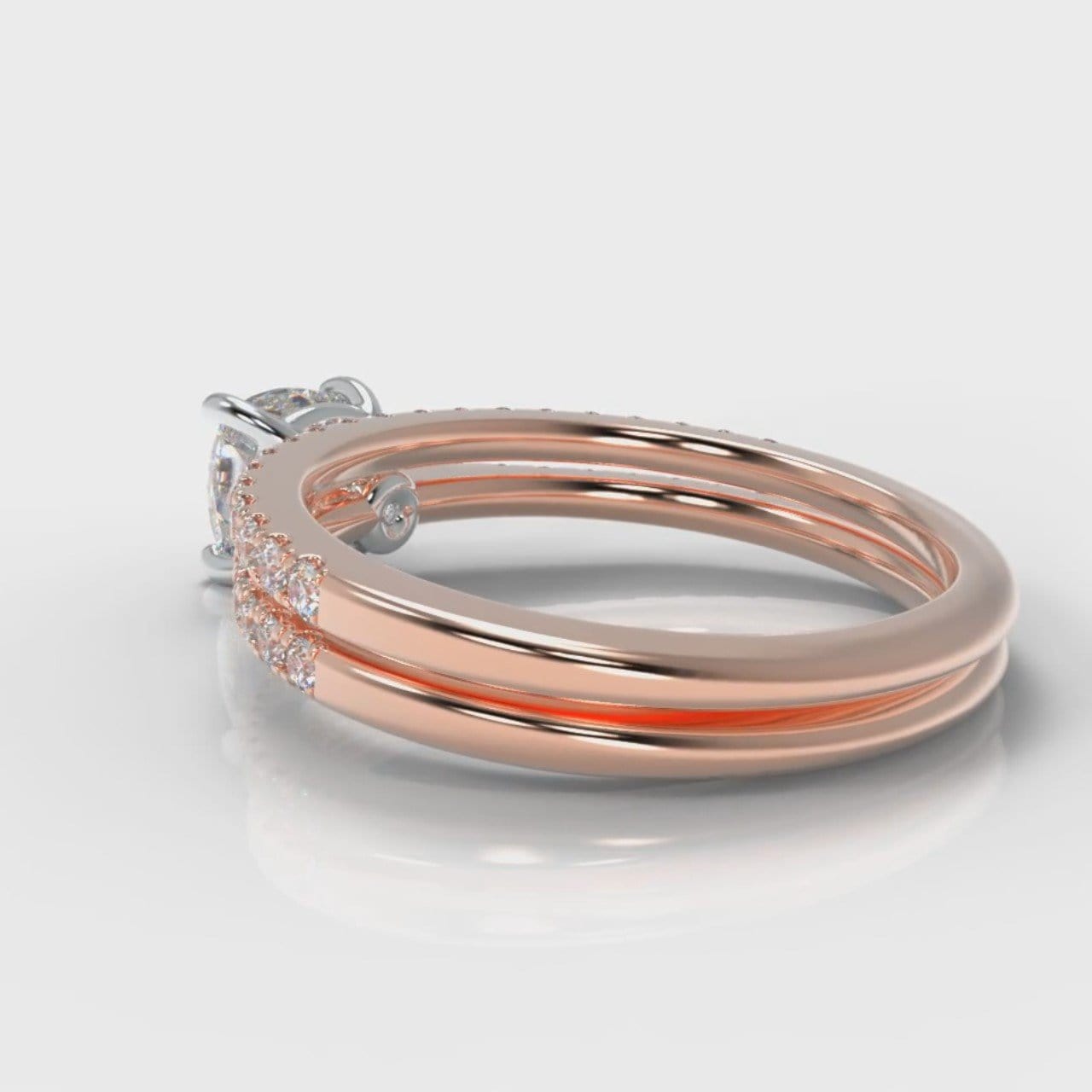 Petite Micropavé Cushion Cut Diamond Bridal Set - Rose Gold