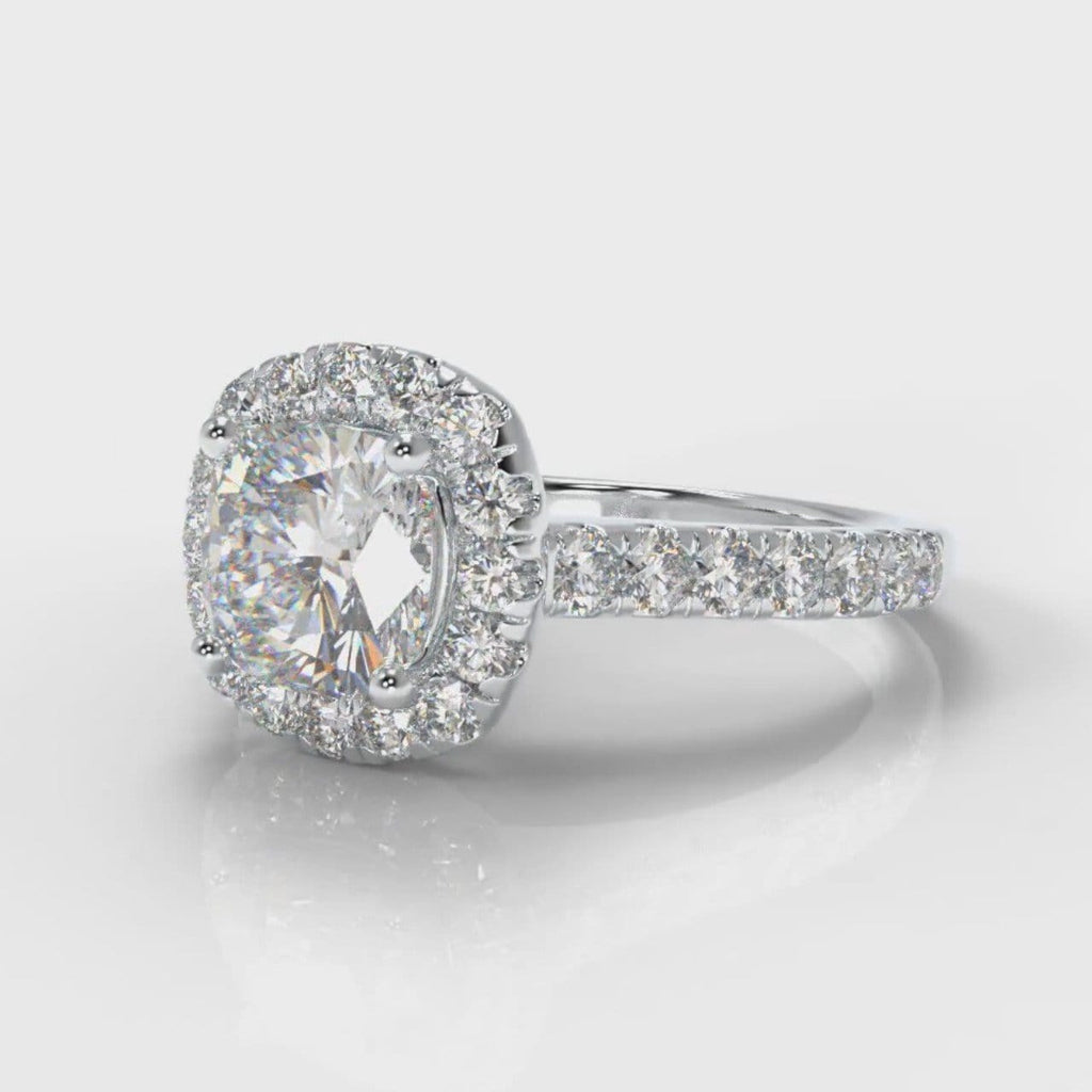 cushion cut halo engagement ring